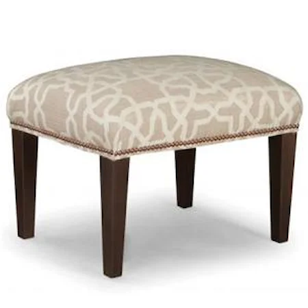 Upholstered Ottoman with Tapered Wood Legs